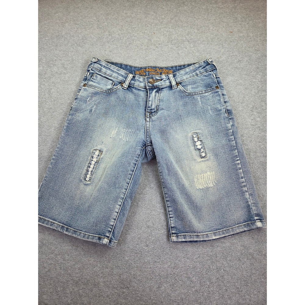 Miss Juli Women Distressed Denim Jean Shorts 9/10 Blue Y2K
